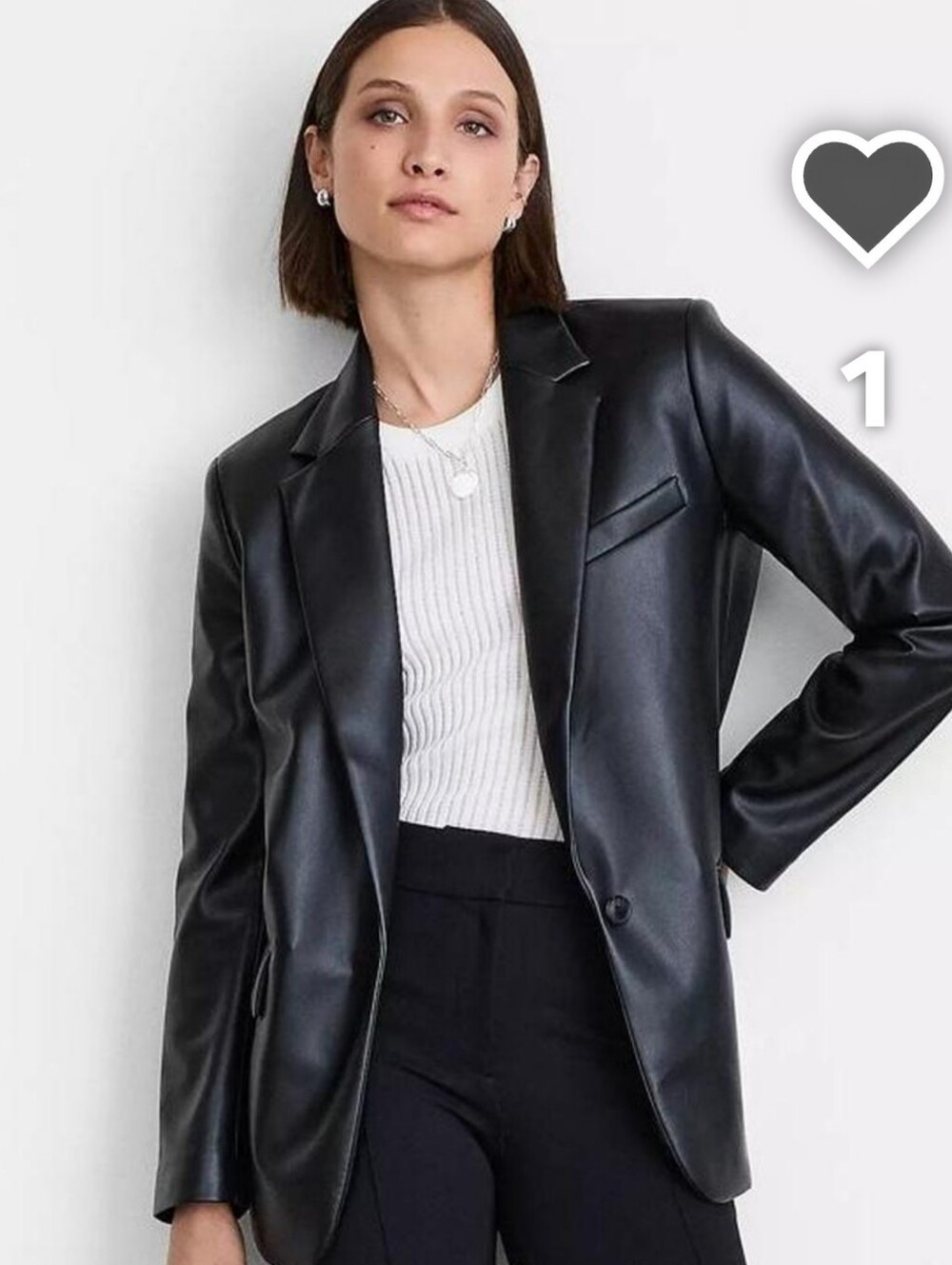 10 Petite Black Faux Leather Blazer Jacket - Women's Tailored Coat